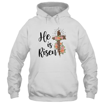 Easter Day For Christian Teen Girls Mom He Is Risen Leopard-T-Shirt & Hoodie-Pullover Hoodie-White