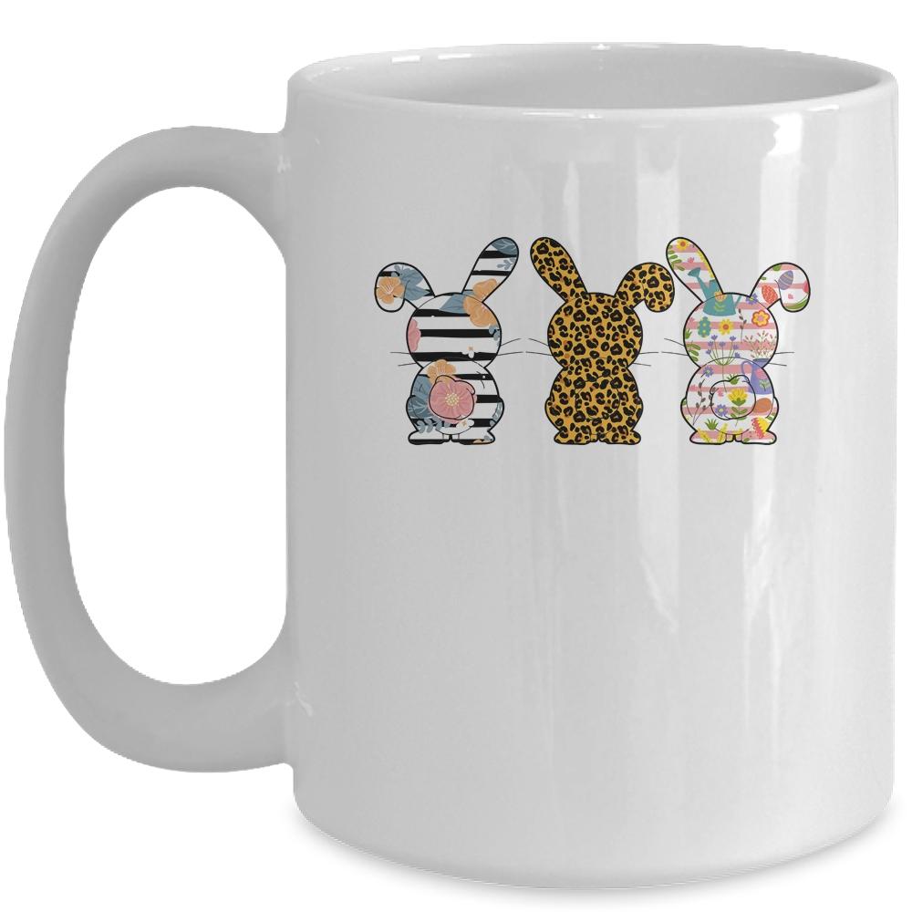 Easter Day Leopard Striped Bunny Rabbit Mug-Coffee Mug-Mug-White