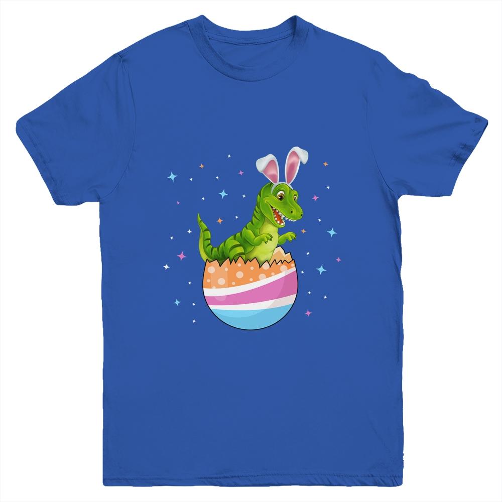 Easter Dinosaur Funny T Rex Bunny Egg Cute Boys Girls Kids Youth-Youth Shirt-Youth T-Shirt-Royal