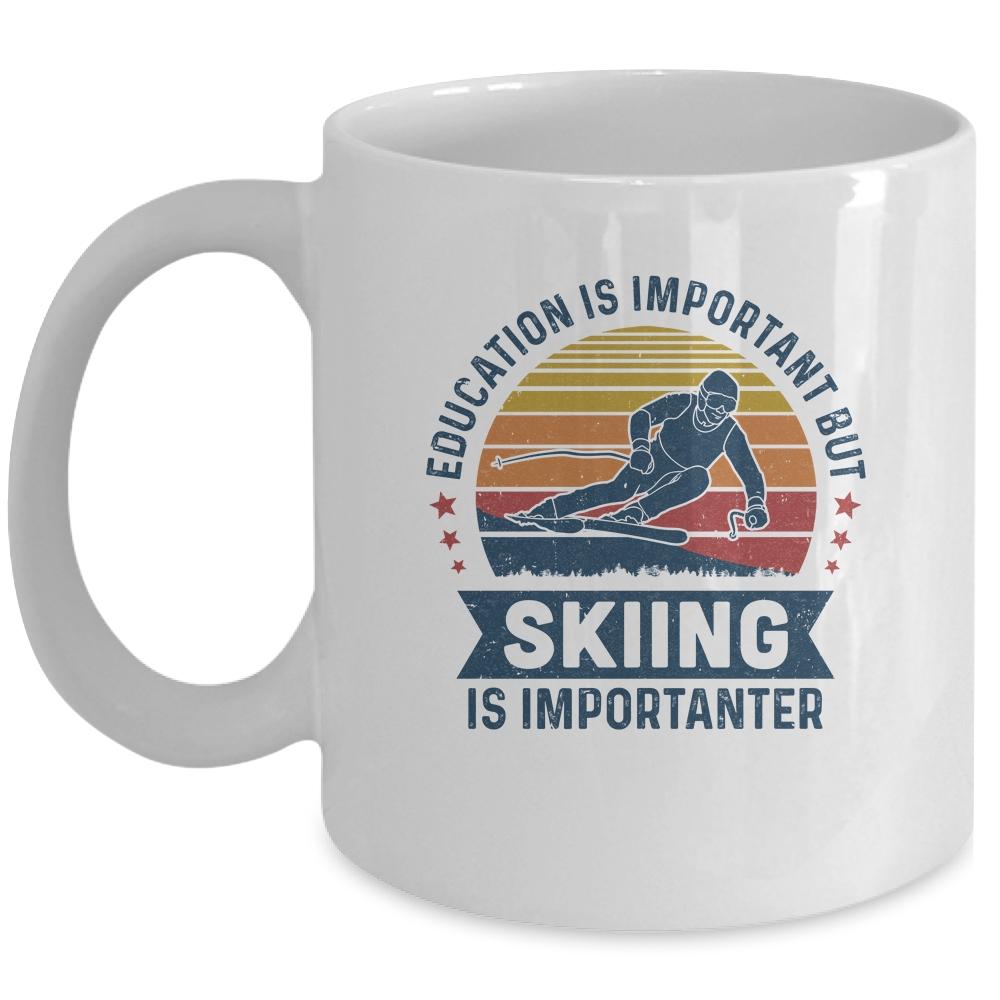 Education Is Important But Skiing Is Importanter Vintage Mug-Coffee Mug-Mug-White