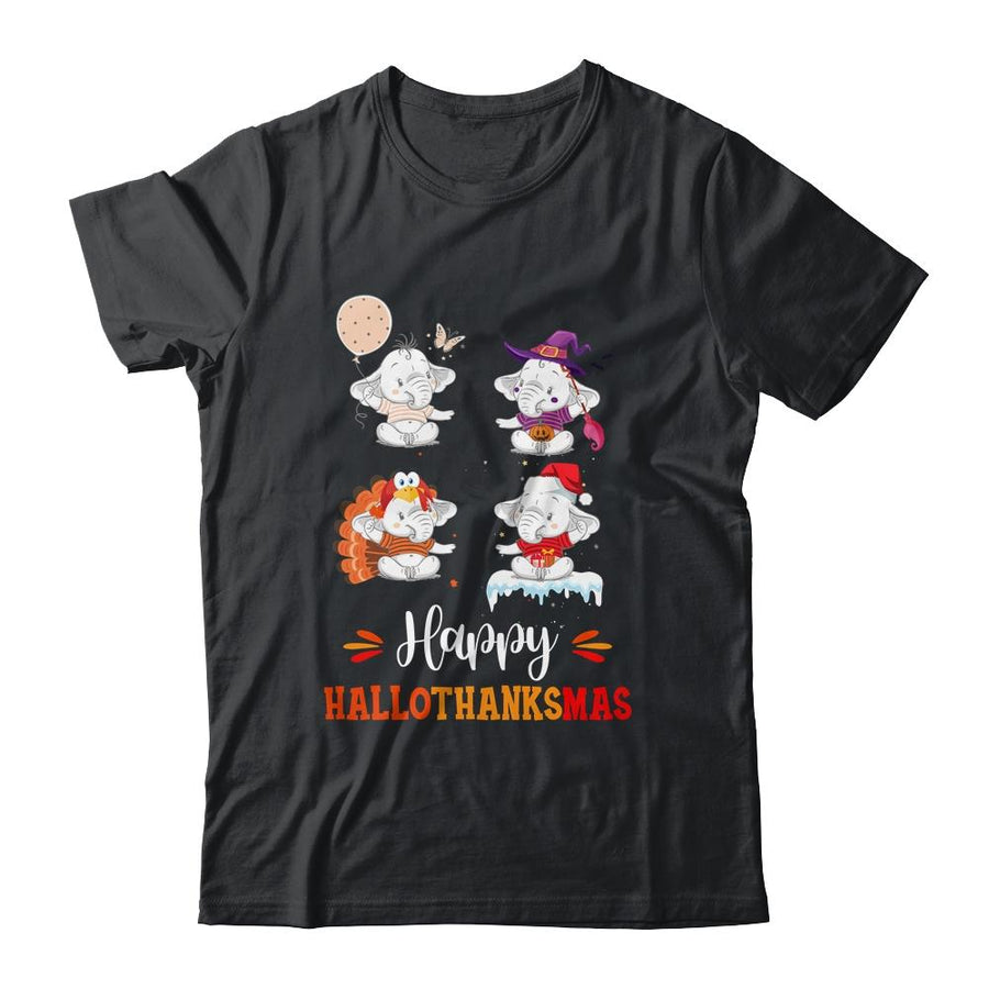 Elephant Halloween Thanksgiving Christmas Hallothanksmas-T-Shirt & Sweatshirt-Classic T-Shirt-Black