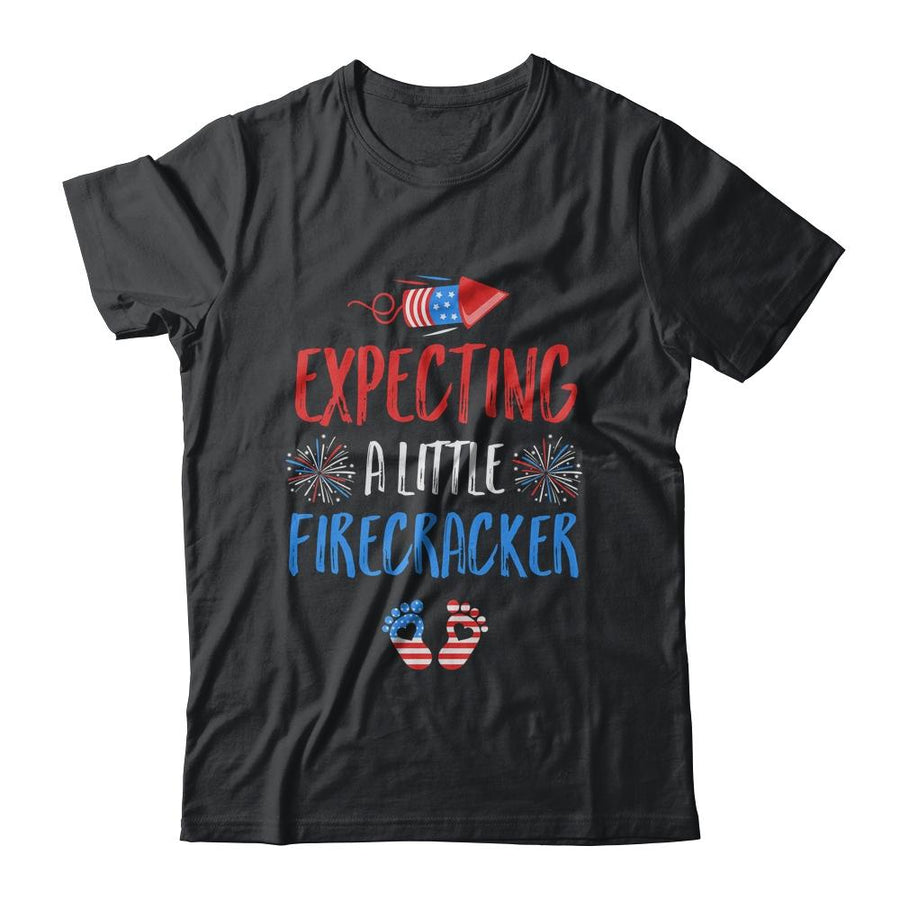 Expecting A Little Firecracker July Of 4th Pregnancy Party-T-Shirt & Tank Top-Classic T-Shirt-Black