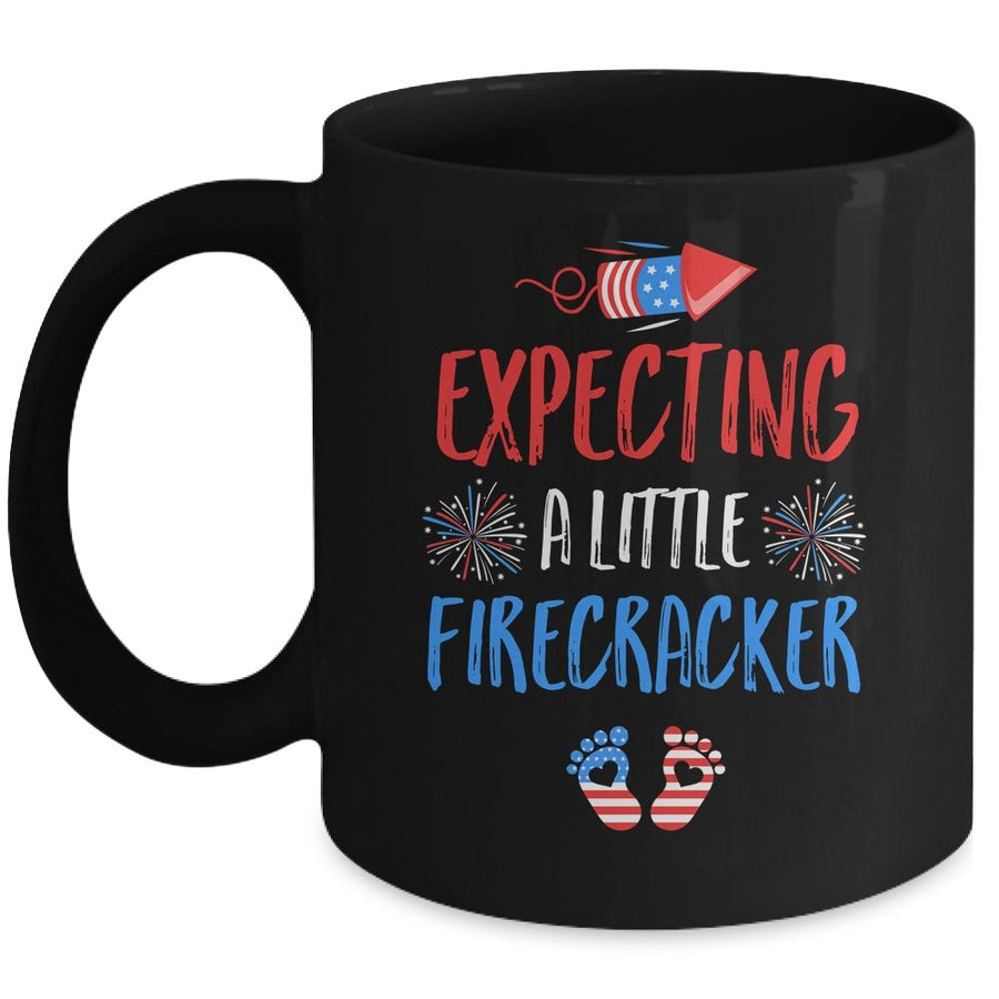 Expecting A Little Firecracker July Of 4th Pregnancy Party Mug-Coffee Mug-Mug-Black