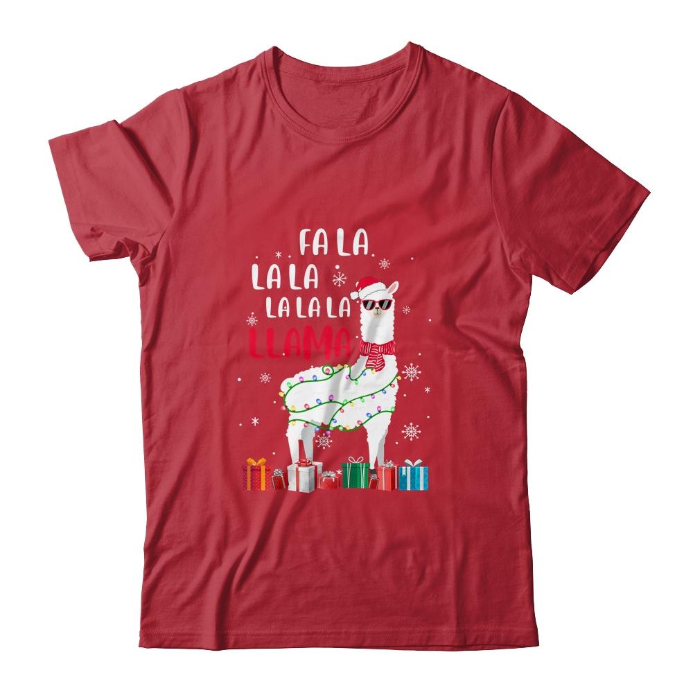 Fa La La Llama Christmas For Women Men Kids-T-Shirt & Sweatshirt-Classic T-Shirt-Red