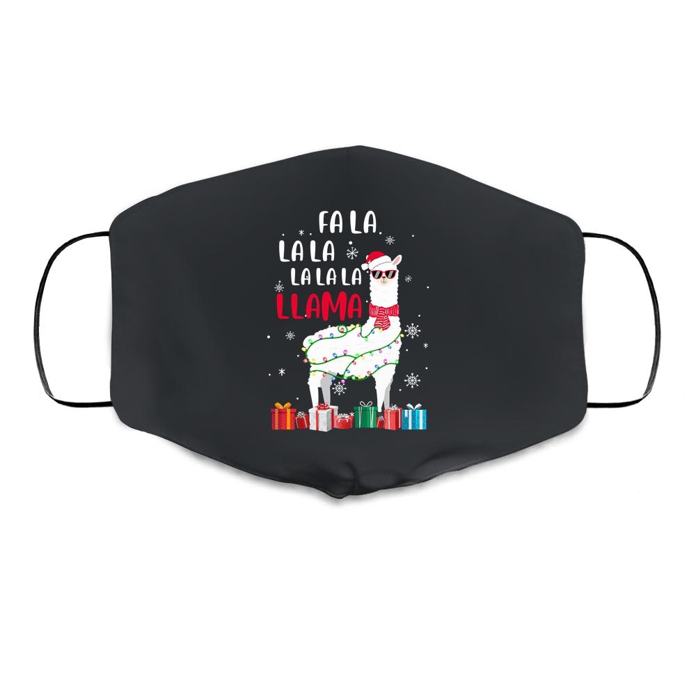 Fa La La Llama Christmas For Women Men Kids Cloth Face Mask-Cloth Face Mask-Cloth Face Mask-Black