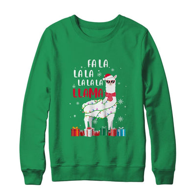 Fa La La Llama Christmas For Women Men Kids-T-Shirt & Sweatshirt-Crewneck Sweatshirt-Irish Green
