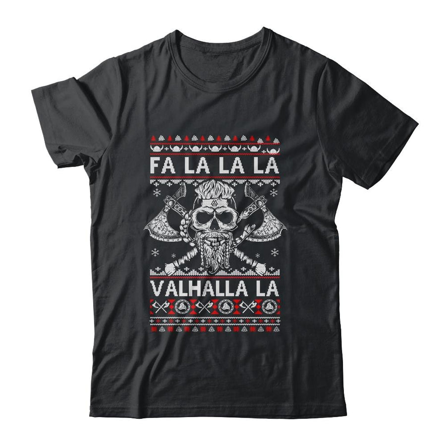 Fa La La Valhalla Viking Skull Christmas Ugly Sweater-T-Shirt & Sweatshirt-Classic T-Shirt-Black