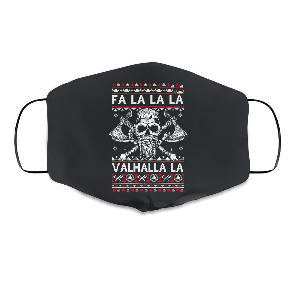 Fa La La Valhalla Viking Skull Christmas Ugly Sweater Cloth Face Mask
