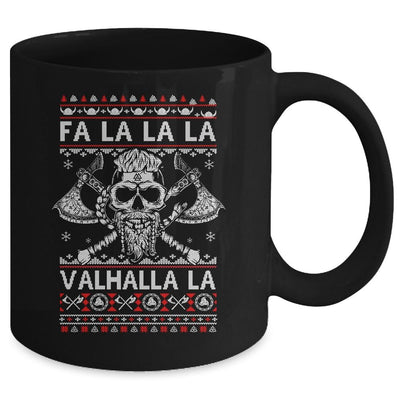 Fa La La Valhalla Viking Skull Christmas Ugly Sweater Mug-Coffee Mug-Mug-Black