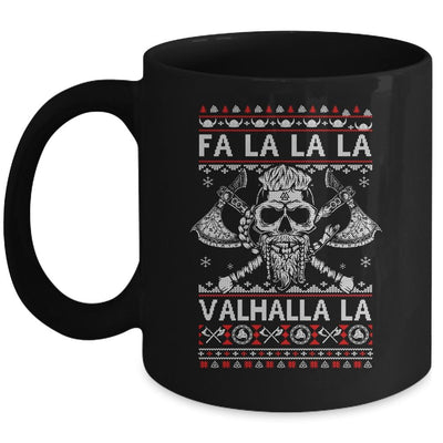 Fa La La Valhalla Viking Skull Christmas Ugly Sweater Mug-Coffee Mug-Mug-Black