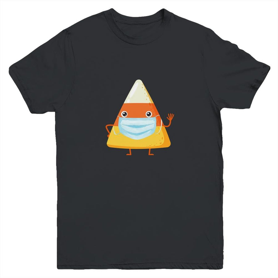 Face Mask Candy Corn Costume Alternative Youth-Youth Shirt-Youth T-Shirt-Black