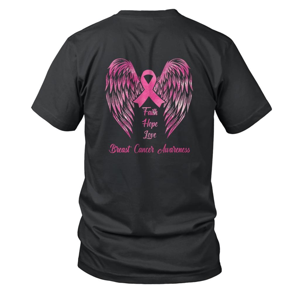 Faith Hope Love Breast Cancer Awareness Pink Wings Back-T-Shirt & Hoodie-Classic T-Shirt-Black