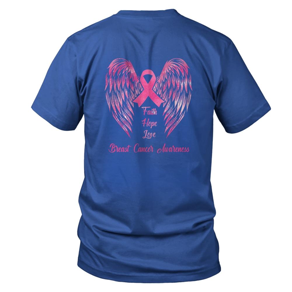 Faith Hope Love Breast Cancer Awareness Pink Wings Back-T-Shirt & Hoodie-Classic T-Shirt-Royal