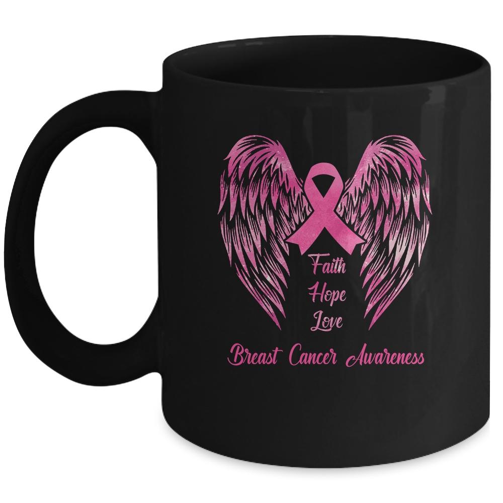 Faith Hope Love Breast Cancer Awareness Pink Wings Back Mug-Coffee Mug-Mug-Black