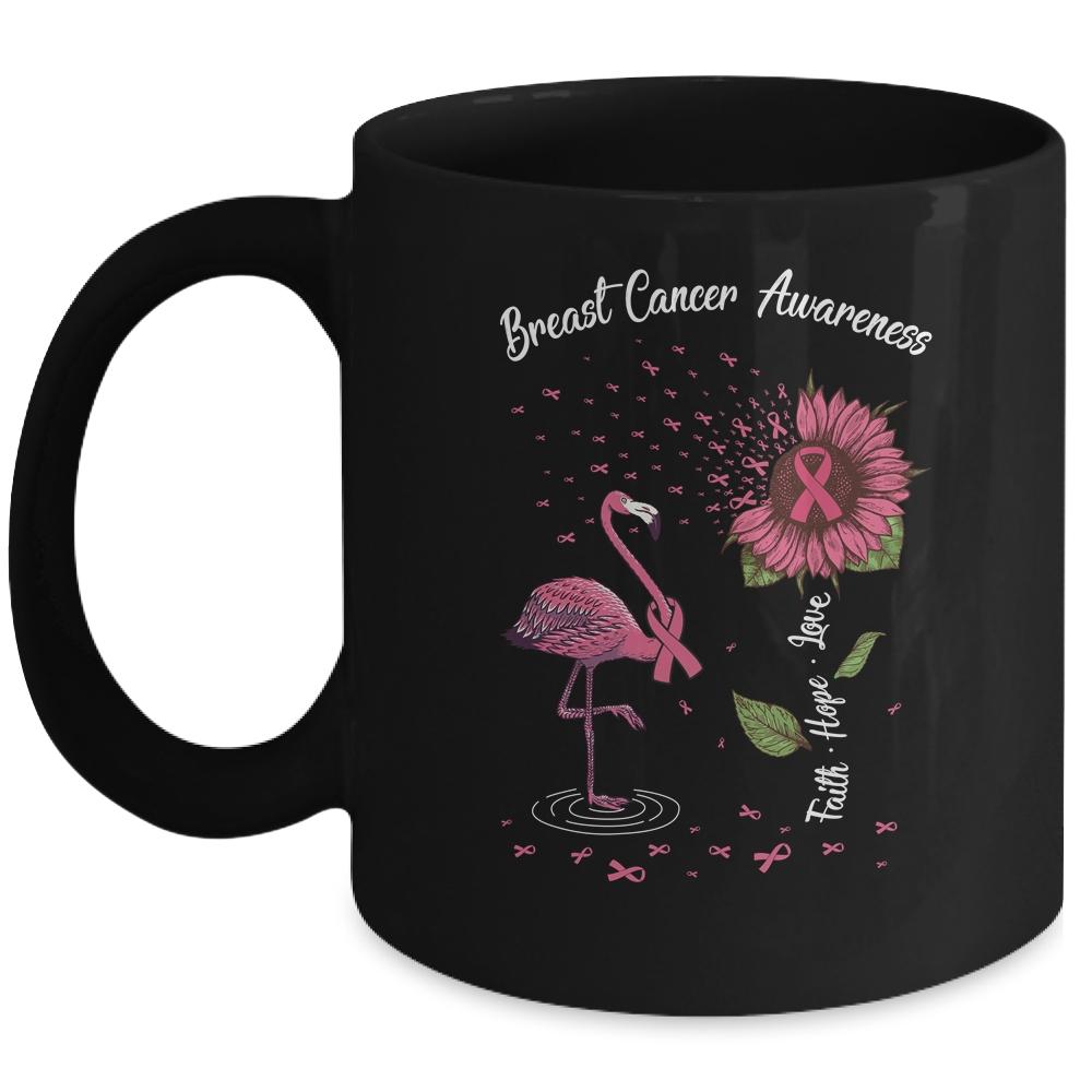 Faith Hope Love Pink Flamingo Ribbon Breast Cancer Awareness Mug