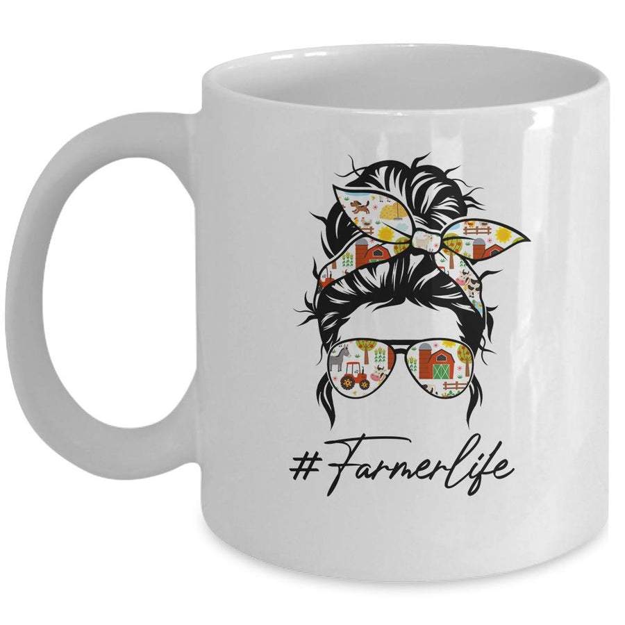 Farm Life Messy Hair Funny Farm Women Girl Mug-Coffee Mug-Mug-White