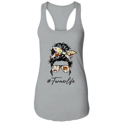 Farm Life Messy Hair Funny Farm Women Girl-T-Shirt & Tank Top-Women's Ideal Racerback Tank-Heather Grey
