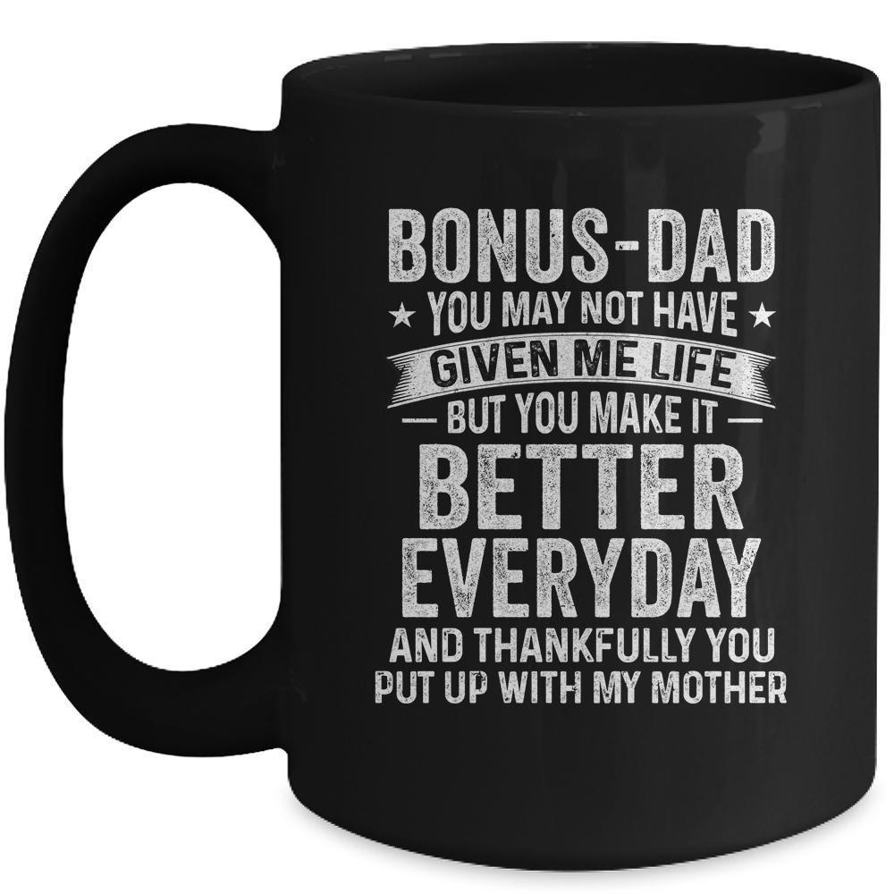 Fathers Day Bonus Dad Matching Son Daughter Mug-Coffee Mug-Mug-Black