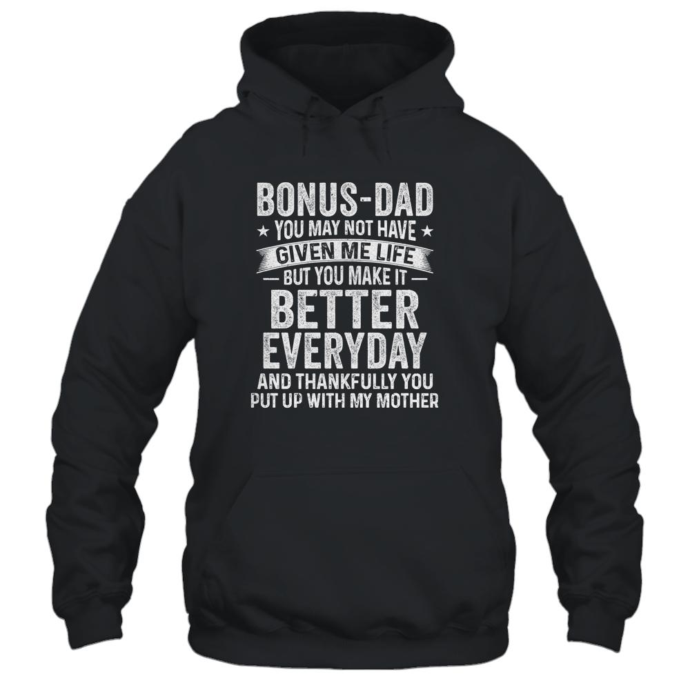 Fathers Day Bonus Dad Matching Son Daughter-T-Shirt & Hoodie-Pullover Hoodie-Black