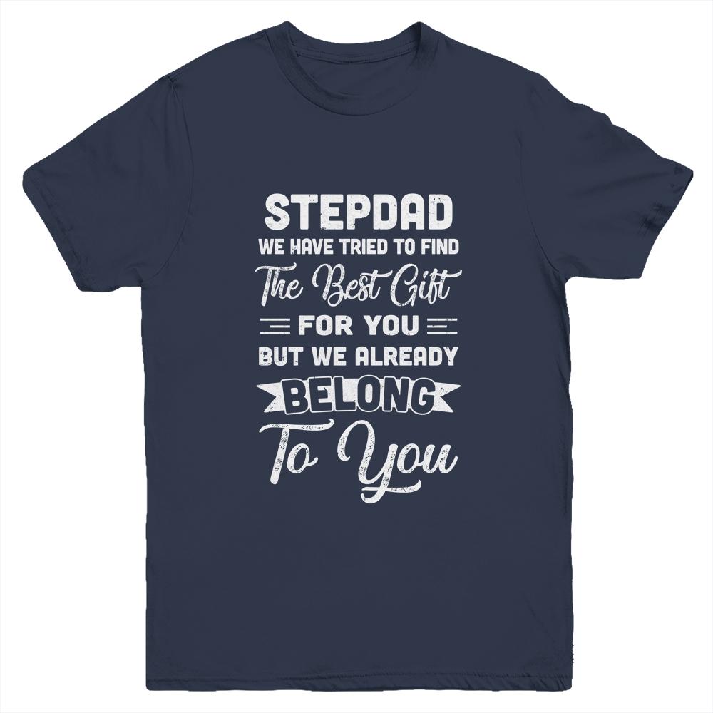 Fathers Day Stepdad From Daughter Son Wife Youth-Youth Shirt-Youth T-Shirt-Navy