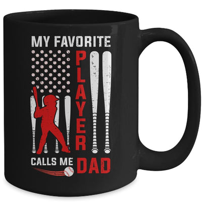 Favorite Tee Ball Player Calls Me Dad USA Flag Father's Day Mug-Coffee Mug-