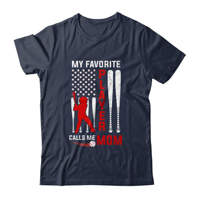 Favorite Tee Ball Player Calls Me Mom USA Flag Mother's Day-T-Shirt & Hoodie-Classic T-Shirt-Navy