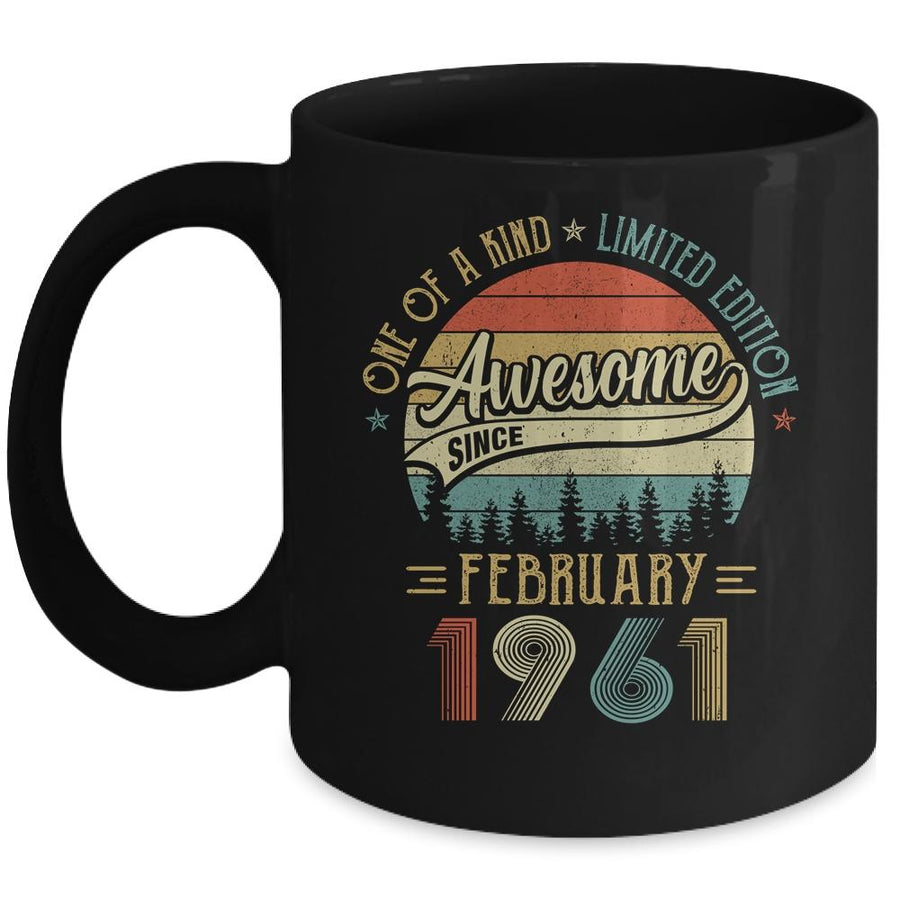 February 1961 Vintage 60 Years Old Retro 60th Birthday Gift Mug-Coffee Mug-Mug-Black