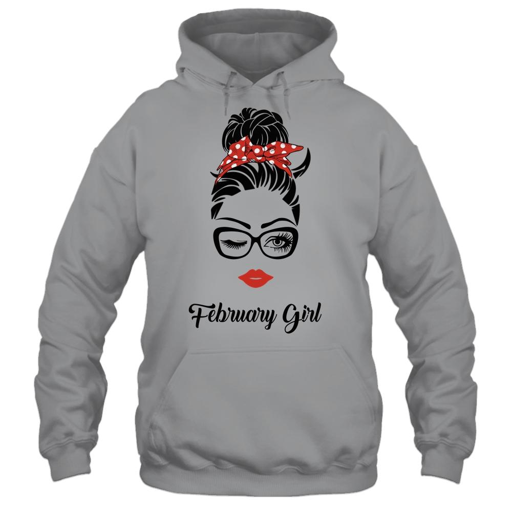 February Girl Woman Face Wink Eyes Lady Face Birthday Gift-T-Shirt & Tank Top-Pullover Hoodie-Sport Grey