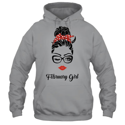 February Girl Woman Face Wink Eyes Lady Face Birthday Gift-T-Shirt & Tank Top-Pullover Hoodie-Sport Grey