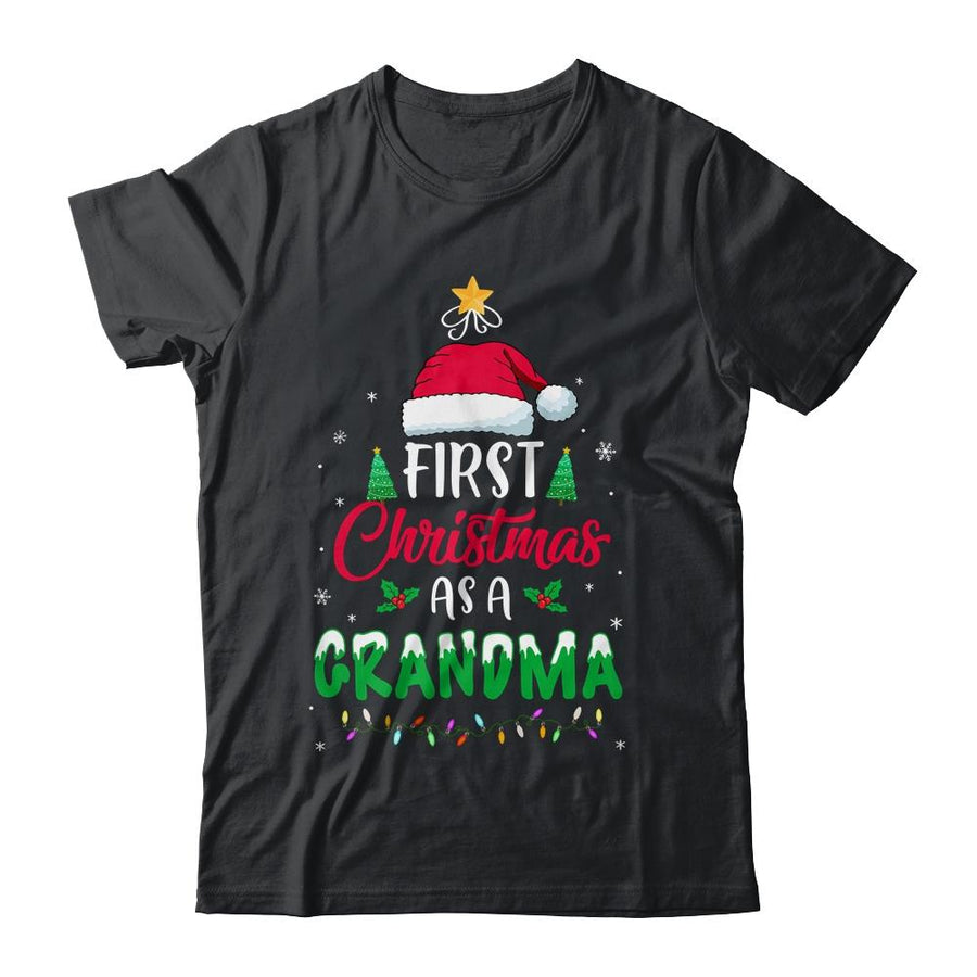 First Christmas As A Grandma Funny Christmas New Grandma-T-Shirt & Sweatshirt-Classic T-Shirt-Black