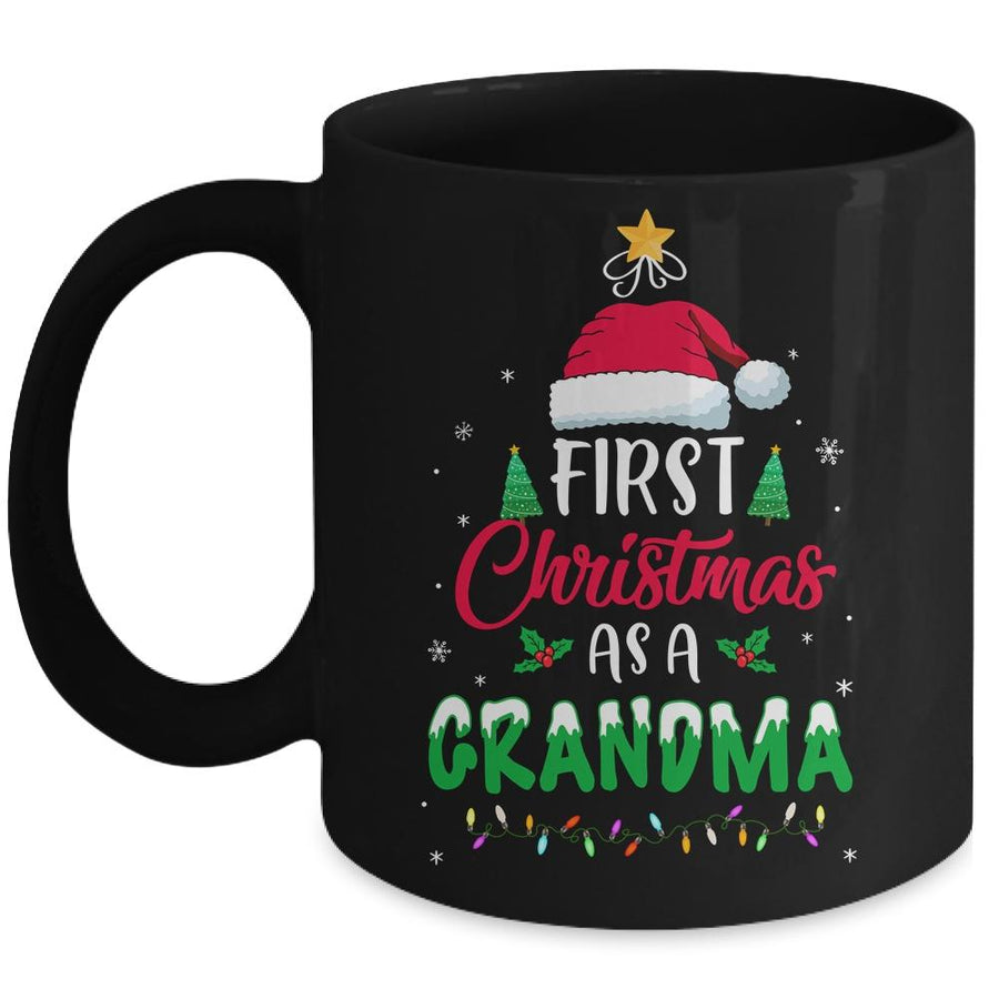 First Christmas As A Grandma Funny Christmas New Grandma Mug-Coffee Mug-Mug-Black