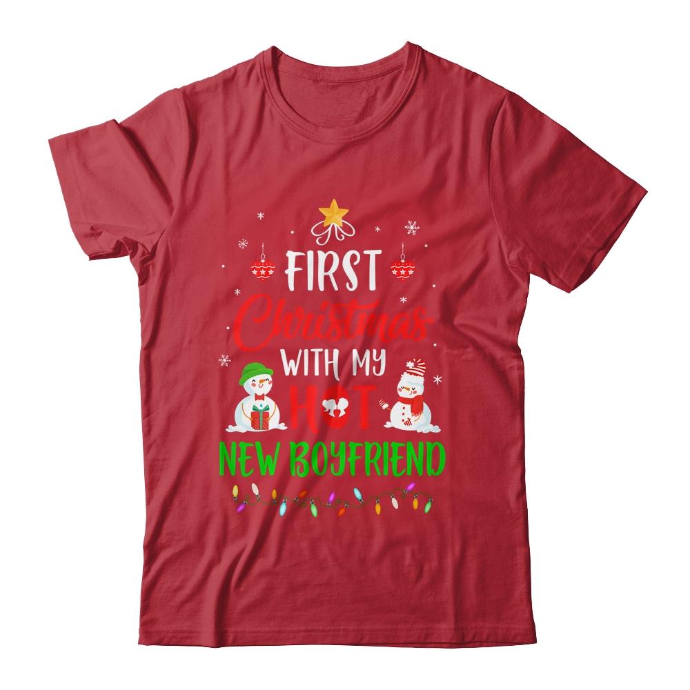 First Christmas With My Hot New Boyfriend Funny Couple Gift-T-Shirt & Sweatshirt-Classic T-Shirt-Red