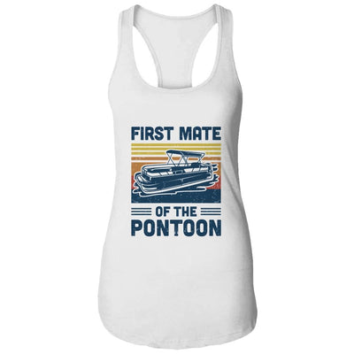First Mate Pontoon Boat Lover Boating Funny Pontooning-T-Shirt & Tank Top-Women's Ideal Racerback Tank-White