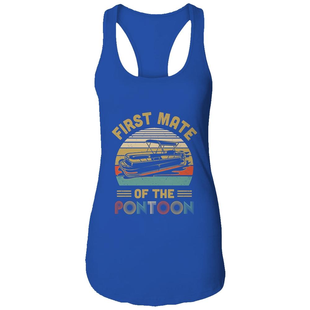 First Mate Pontoon Boat Lover Boating Gift Funny Pontooning-T-Shirt & Tank Top-Women's Ideal Racerback Tank-Royal
