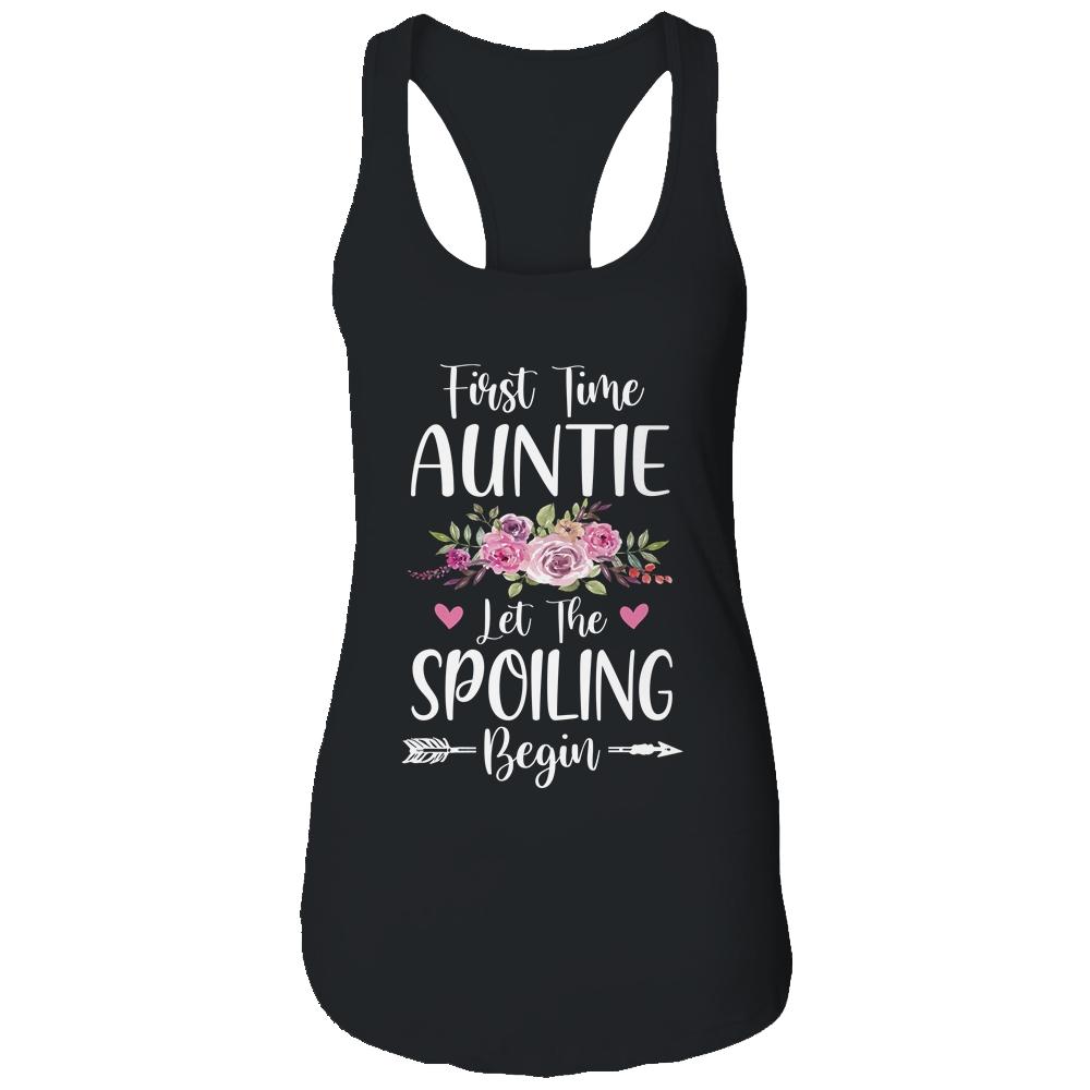 First Time Auntie Let The Spoiling Begin-T-Shirt & Tank Top-Women's Ideal Racerback Tank-Black