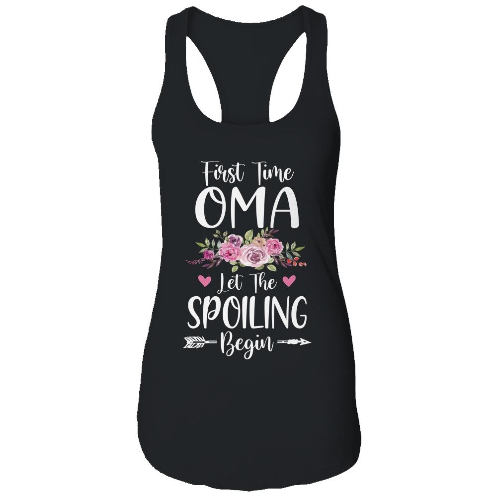 First Time Oma Let The Spoiling Begin-T-Shirt & Tank Top-Women's Ideal Racerback Tank-Black