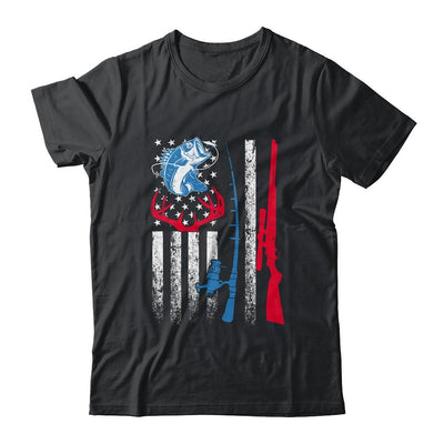 Fishing And Deer Hunting American Flag Shirt For Hunter-T-Shirt & Hoodie-Classic T-Shirt-Black