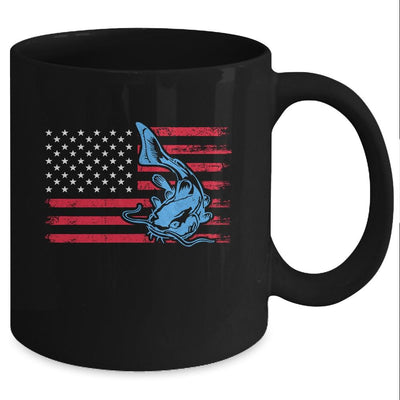 Fishing Catfish Catfishing Fish American Flag Mug-Coffee Mug-Mug-Black