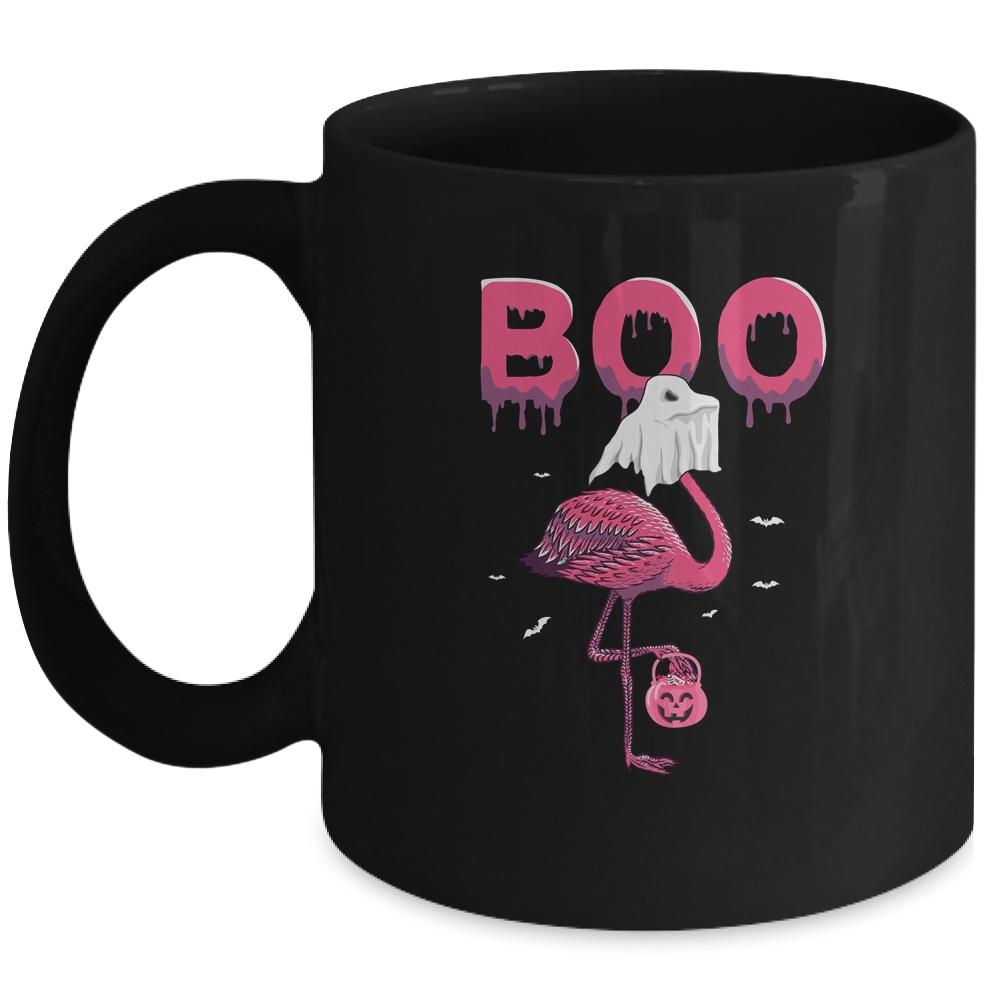 Flamingo Boo Ghost Halloween Mug-Coffee Mug-Mug-Black