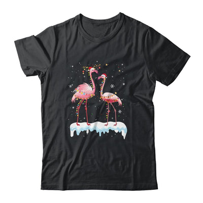 Flamingo Christmas Tree Santa Hat Light-T-Shirt & Sweatshirt-Classic T-Shirt-Black