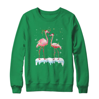 Flamingo Christmas Tree Santa Hat Light-T-Shirt & Sweatshirt-Crewneck Sweatshirt-Irish Green