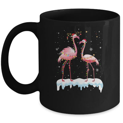 Flamingo Christmas Tree Santa Hat Light Mug-Coffee Mug-Mug-Black