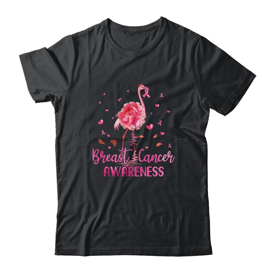 Flamingo Hope Flower Lover Breast Cancer Awareness-T-Shirt & Hoodie-Classic T-Shirt-Black