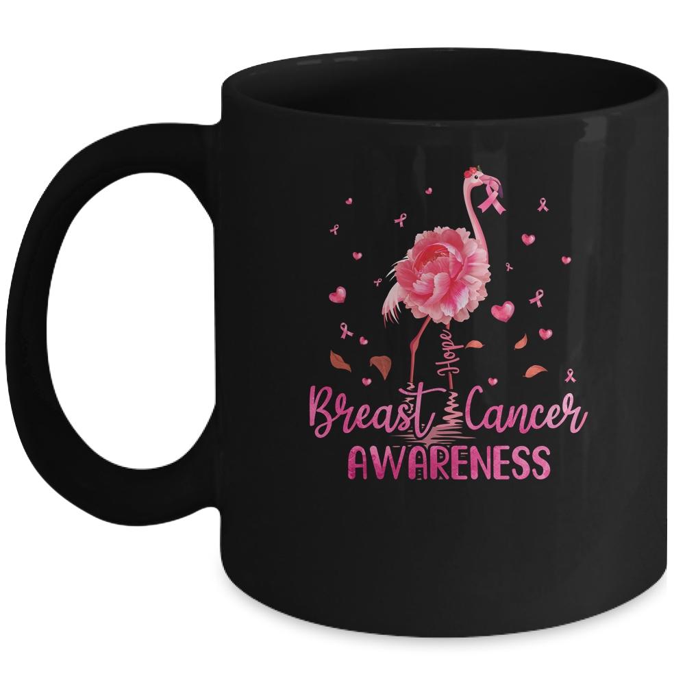 Flamingo Hope Flower Lover Breast Cancer Awareness Mug-Coffee Mug-Mug-Black