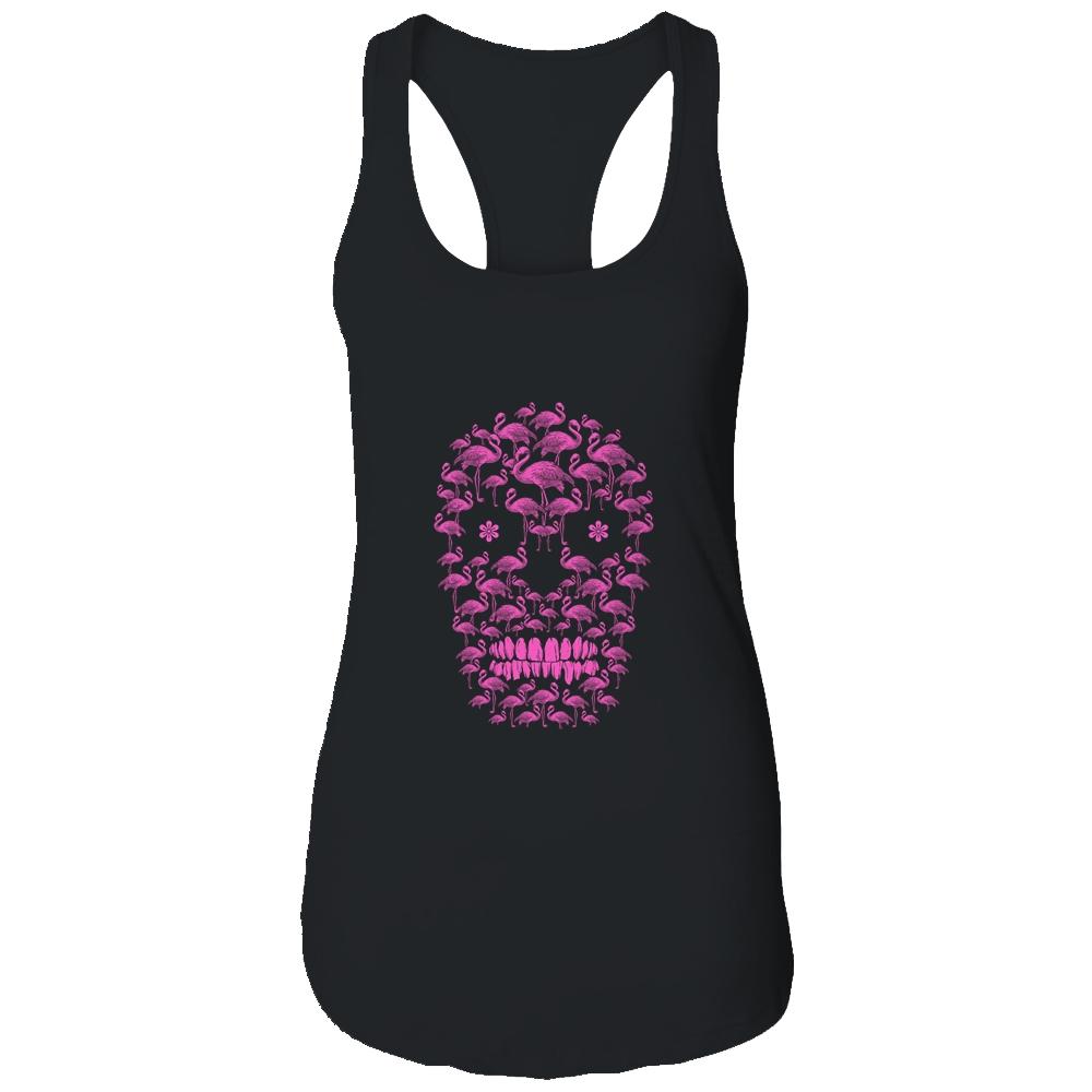 Flamingo Skulls Funny Flamingo Lover Halloween Costume Gifts-T-Shirt & Tank Top-Women's Ideal Racerback Tank-Black