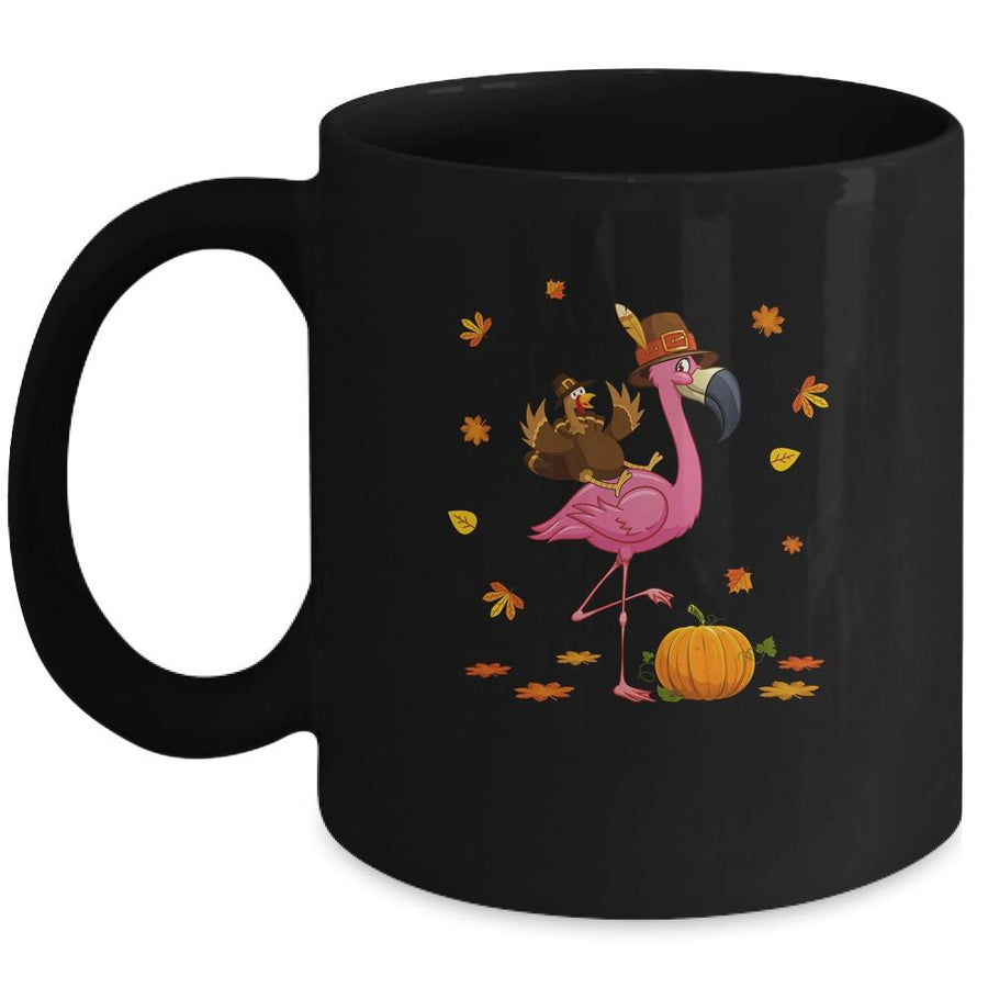 Flamingo Thanksgiving Pumpkin Halloween Mug-Coffee Mug-Mug-Black