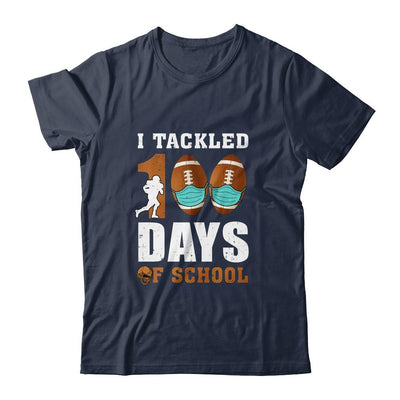 Football Masks Funny 100 Days Of School Teacher Boy-T-Shirt & Hoodie-Classic T-Shirt-Navy