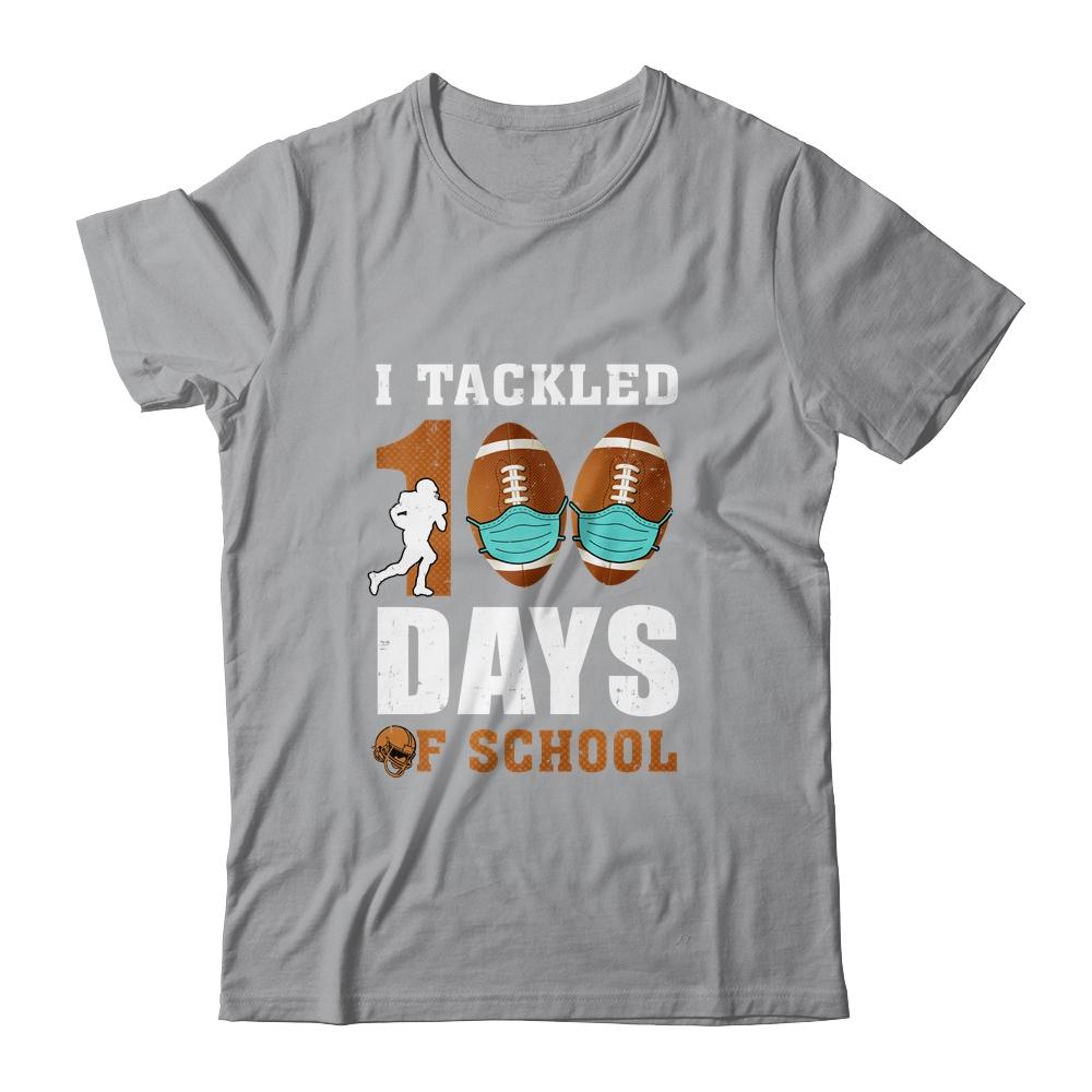 Football Masks Funny 100 Days Of School Teacher Boy-T-Shirt & Hoodie-Classic T-Shirt-Sport Grey