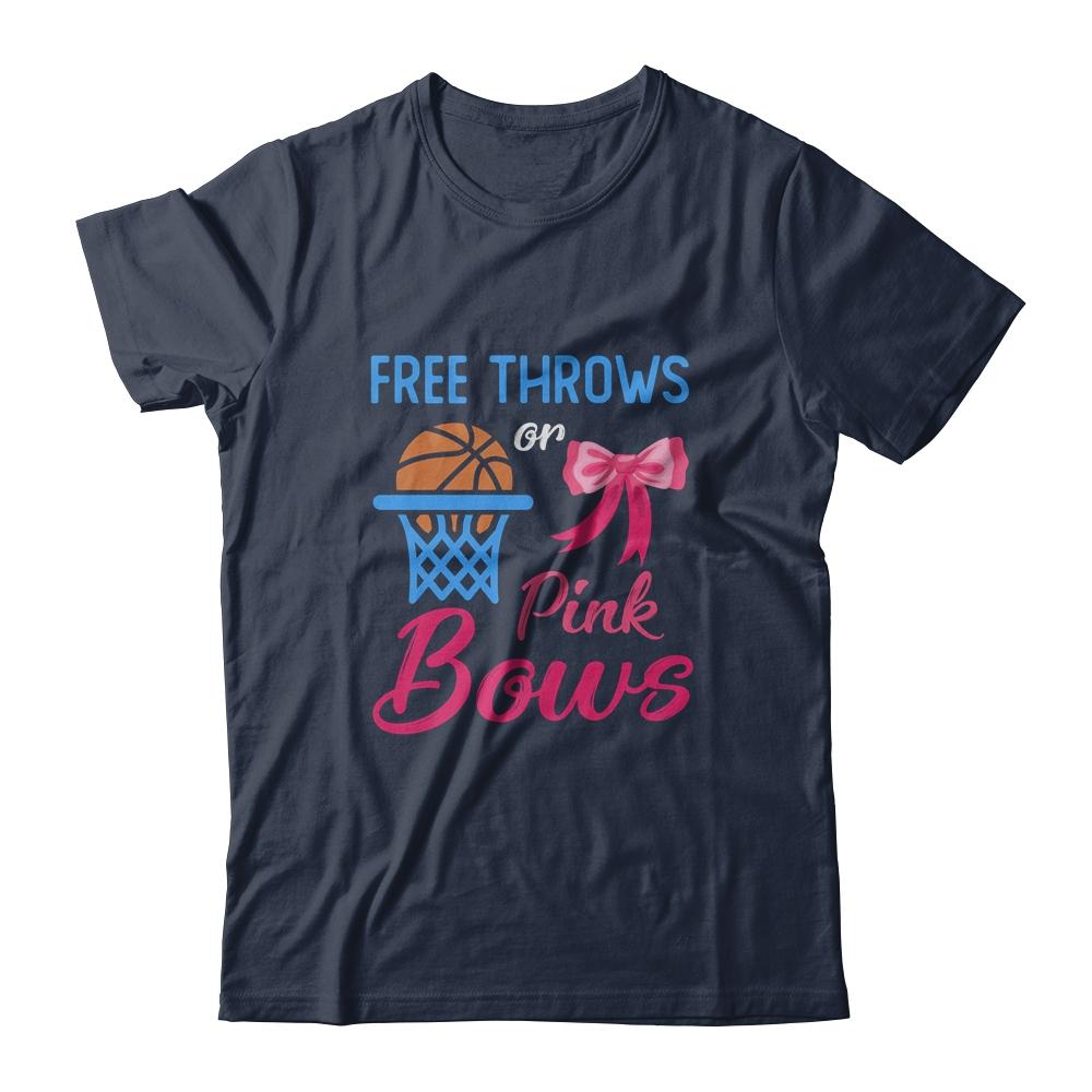 Free Throws Or Pink Bows Pregnant Gender Reveal Party-T-Shirt & Hoodie-Classic T-Shirt-Navy