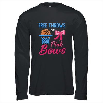 Free Throws Or Pink Bows Pregnant Gender Reveal Party-T-Shirt & Hoodie-Long Sleeve T-Shirt-Black